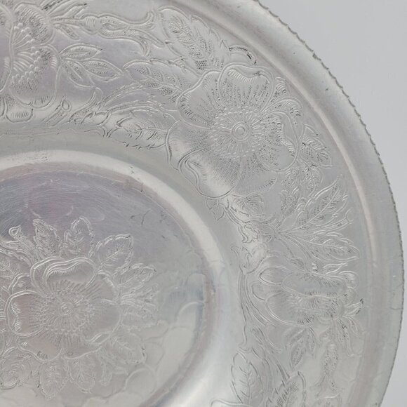 Vtg Hand Wrought Aluminum Serving Dish Bowl Floral Embossed Wilson Specialties - Picture 4 of 13
